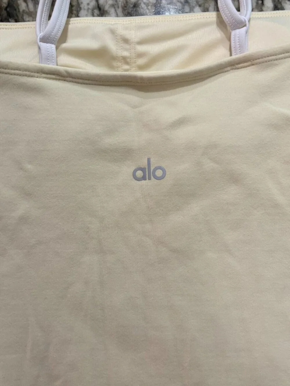 Alo Yoga Streamlined Dress in Lemon Ice/ White Rare